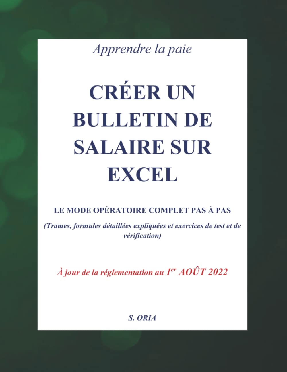 CRÉER UN BULLETIN DE SALAIRE SUR EXCEL - Édition à jour de la réglementation au 1er AOÛT 2022: Apprendre la paie Study Guides