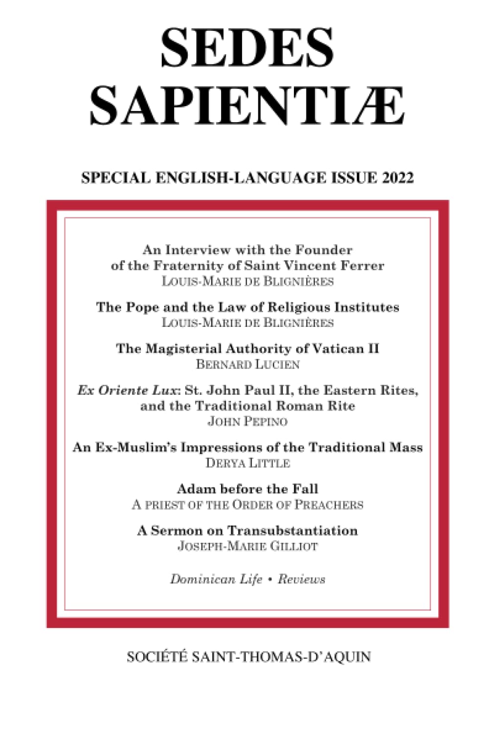 SEDES SAPIENTIÆ: Special English-Language issue 2022 Religion & Esotericism