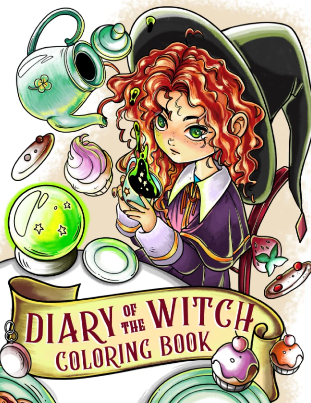 Diary Of The Witch Coloring Book: Whimsical Illustrations of Enchanted Daily Life of Sorceress with Magical Spells, Witchcraft, and Cute Pets for Relaxation and Stress Relief Books