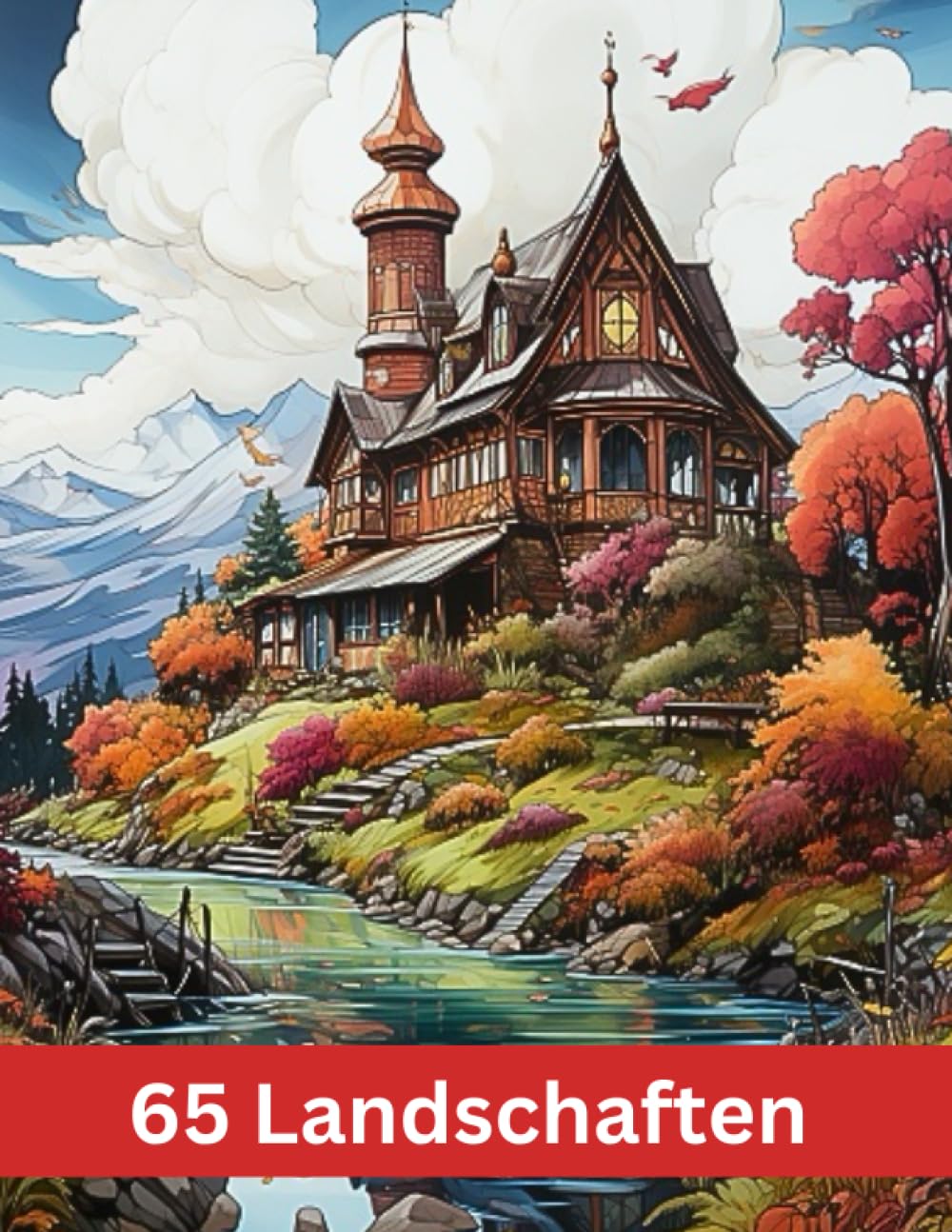 65 Landschaften Malbuch: Entspannung und Stressabbau, ein Malbuch für Erwachsene mit Bergen, Häusern, Stränden, Flüssen, Landschaften und vielem mehr Hobbies & Crafts