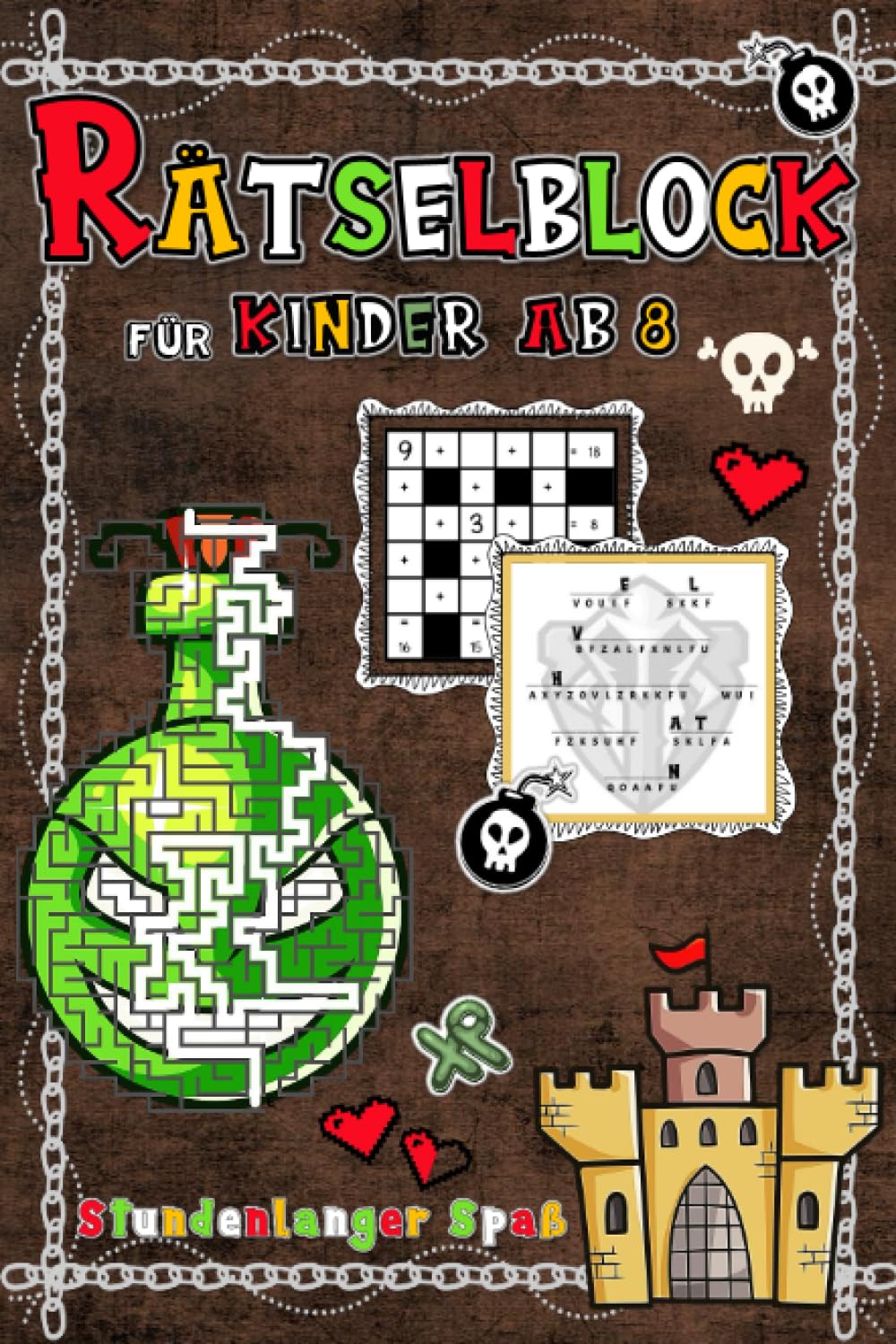 Rätselblock für Kinder ab 8: Wortsuche, Zahlenrätsel, Denkrätsel, geheime Botschaften, Rasterbilder, 3D Labyrinthe, fehlende Buchstaben, Sudoku, Logikrätsel Parents & Children