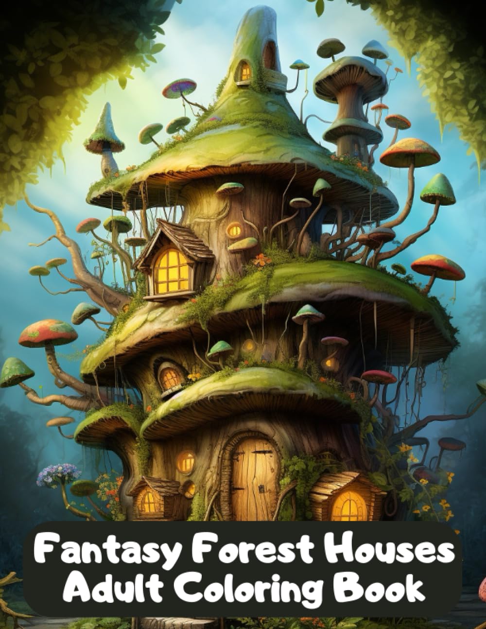 Fantasy Forest Houses: Adult Coloring Book For Stress Relief & Relaxation Hobbies & Crafts