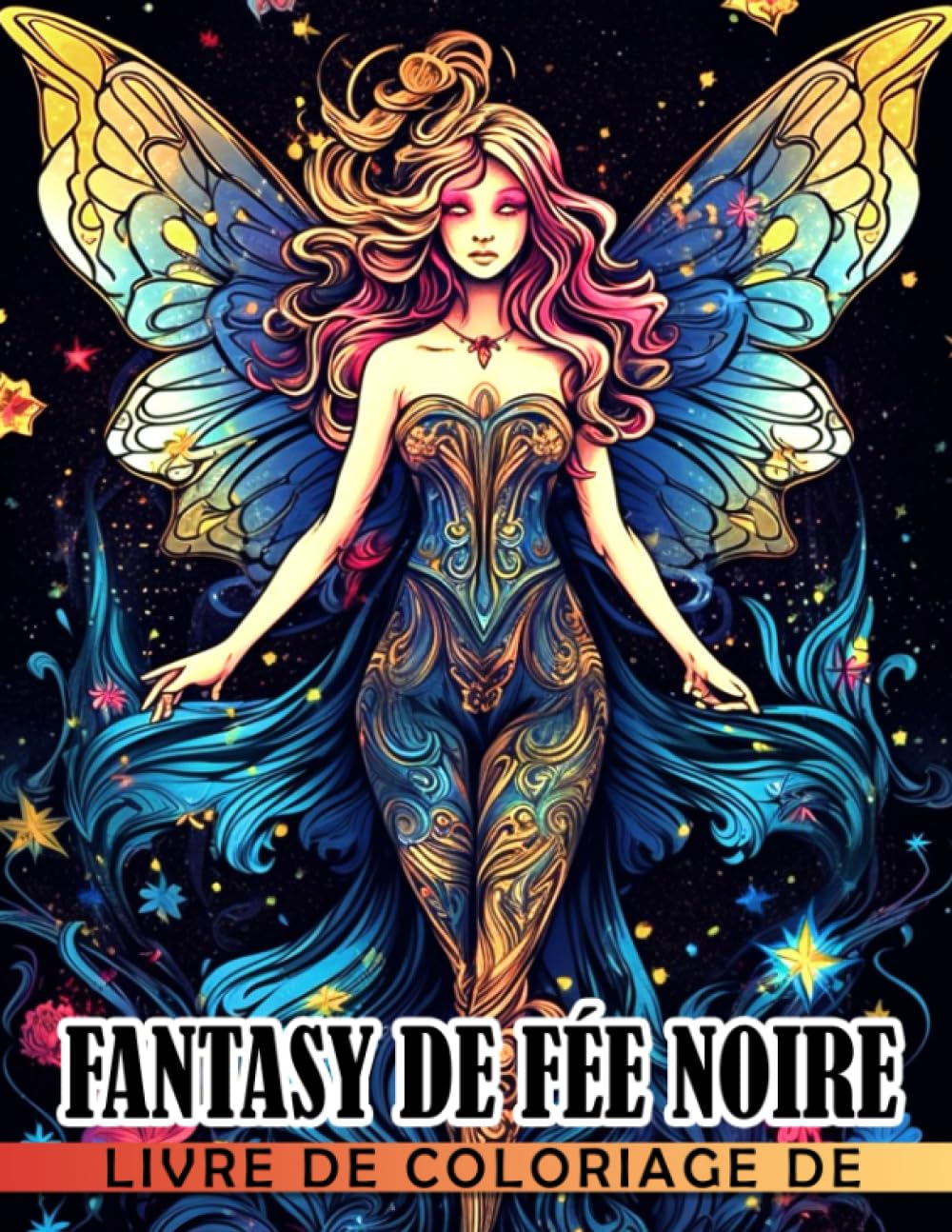 Livre de coloriage de fantasy de fée noire: Fées magiques avec des pages de coloriage créative book