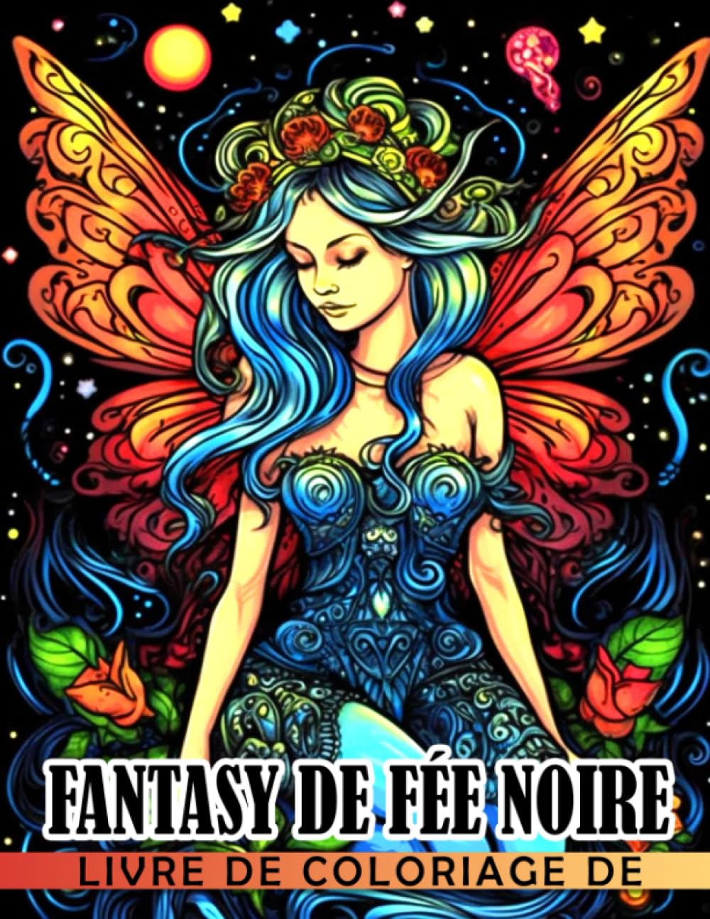 Livre de coloriage de fantasy de fée noire: Fées magiques avec des pages de coloriage créative book
