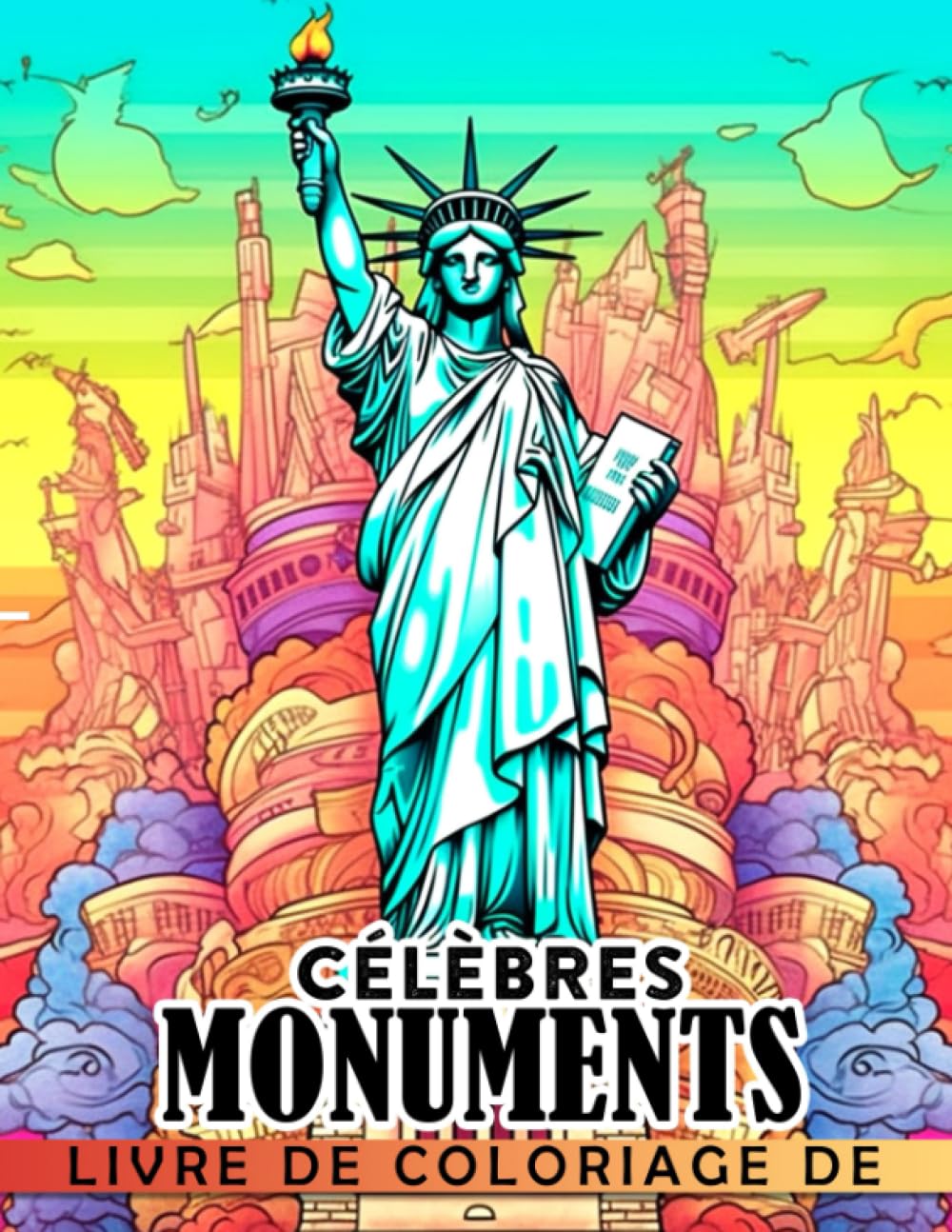 Livre de coloriage de célèbres monuments: Pages de coloriage des Merveilles du Monde avec de book
