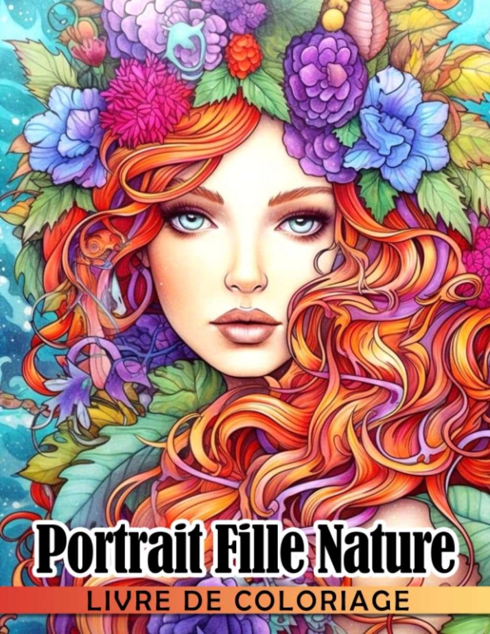 Livre de coloriage Portrait Fille Nature: Jolies femmes avec des illustrations de fleurs pag book