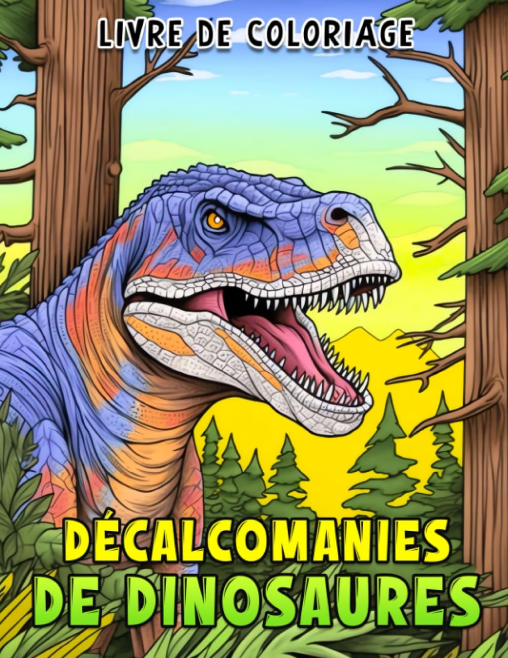 Livre de coloriage Décalcomanies de dinosaures: Créez des mondes préhistoriques avec des autocollants réutilisables et des pages à colorier - Une activité amusante pour les enfants de 4 à 7 ans book