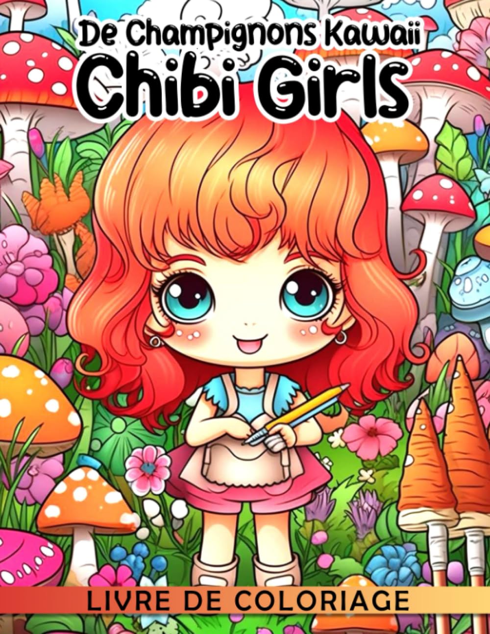 Livre de coloriage de champignons Kawaii Chibi Girls: Adorables pages à colorier avec de belles illustra book