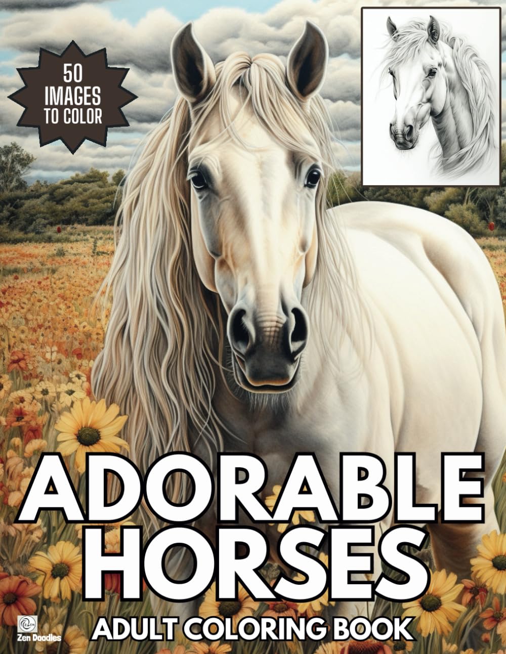 Adorable Horses: Relaxing Grayscale Coloring Book for Adults and Teens (Grayscale Farmyard Animals) Hobbies & Crafts