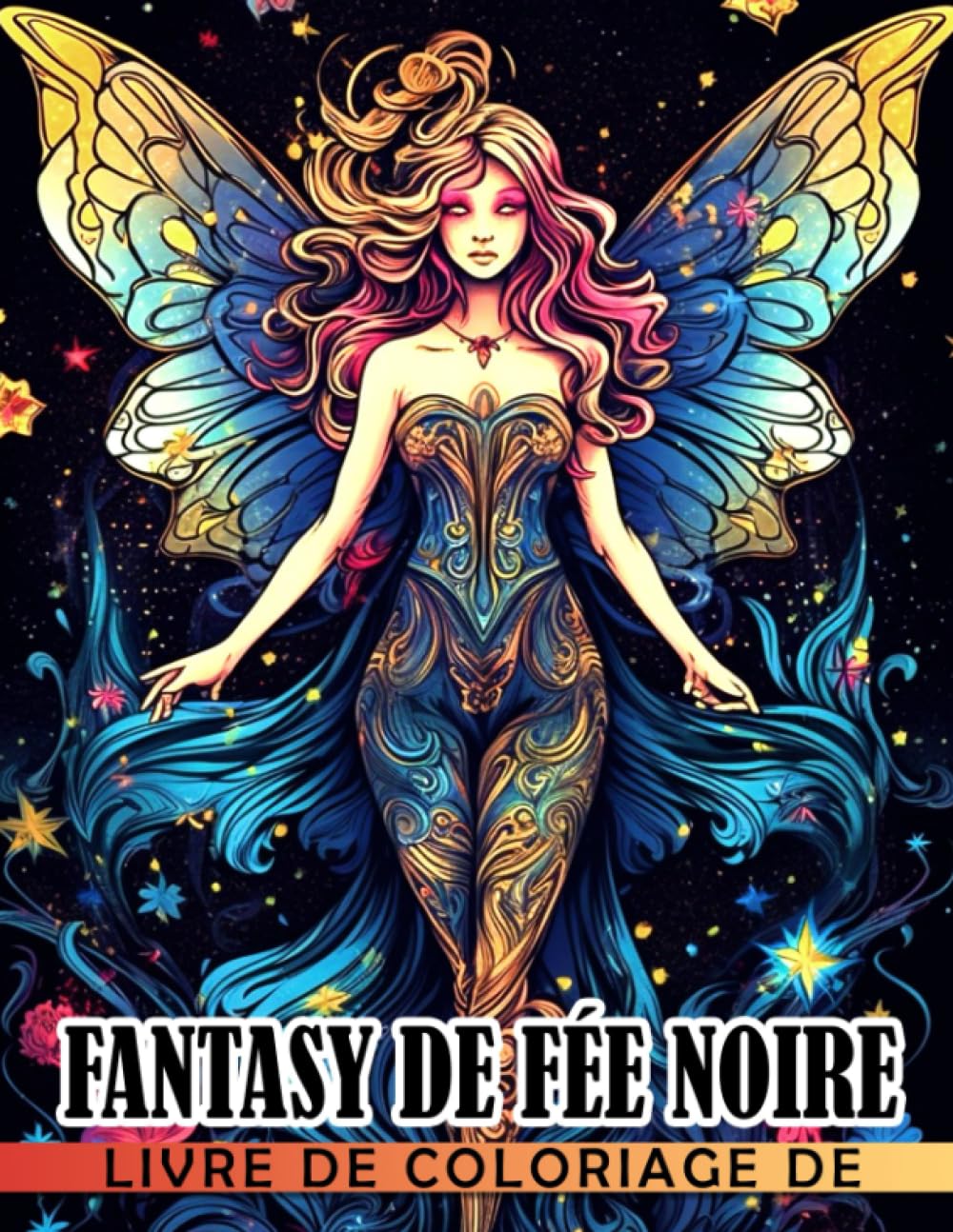 Livre de coloriage de fantasy de fée noire: Fées magiques avec des pages de coloriage créative book