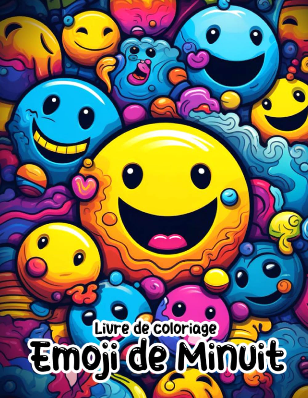 Livre de coloriage Emoji de minuit: Incroyables pages de coloriage sur fond noir avec book