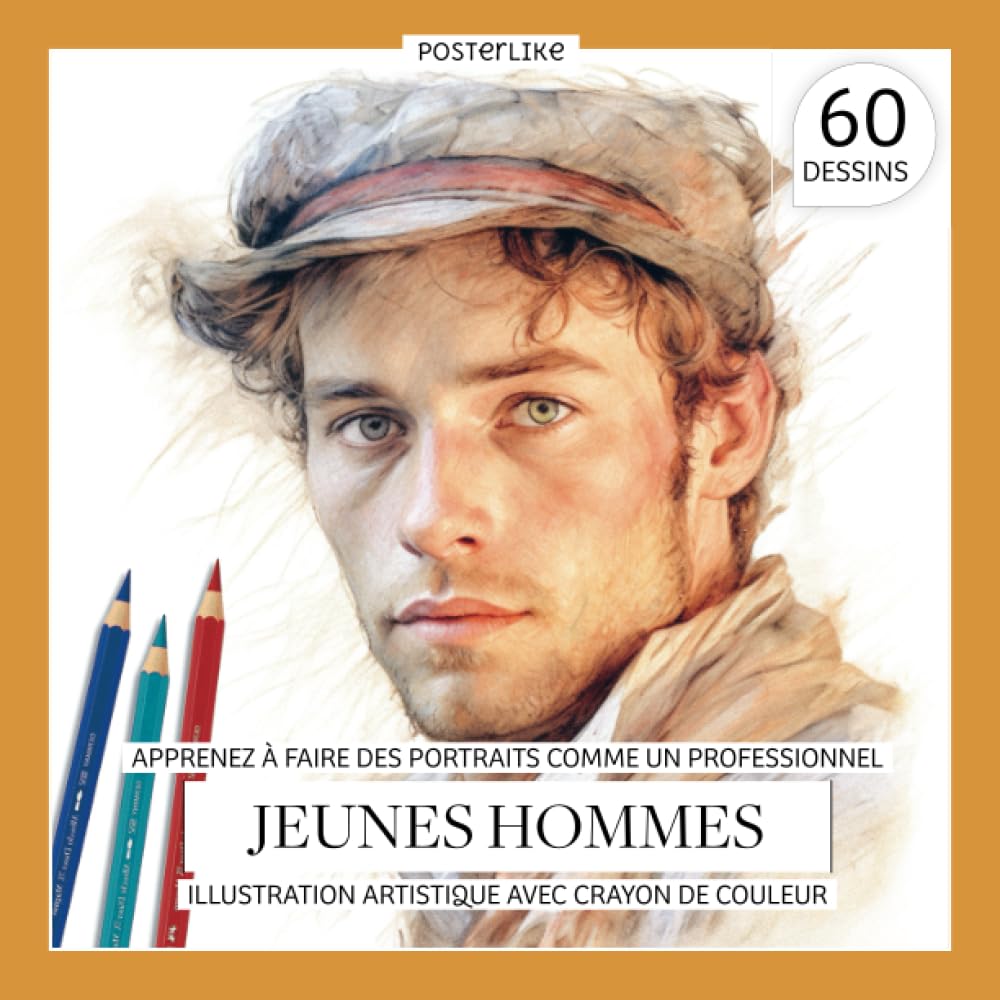 Apprenez à faire des portraits comme un professionnel jeunes hommes. Illustration artistique avec crayon de couleur: Maîtrisant l'Art du Portrait de Jeune Homme au Crayon de Couleur book