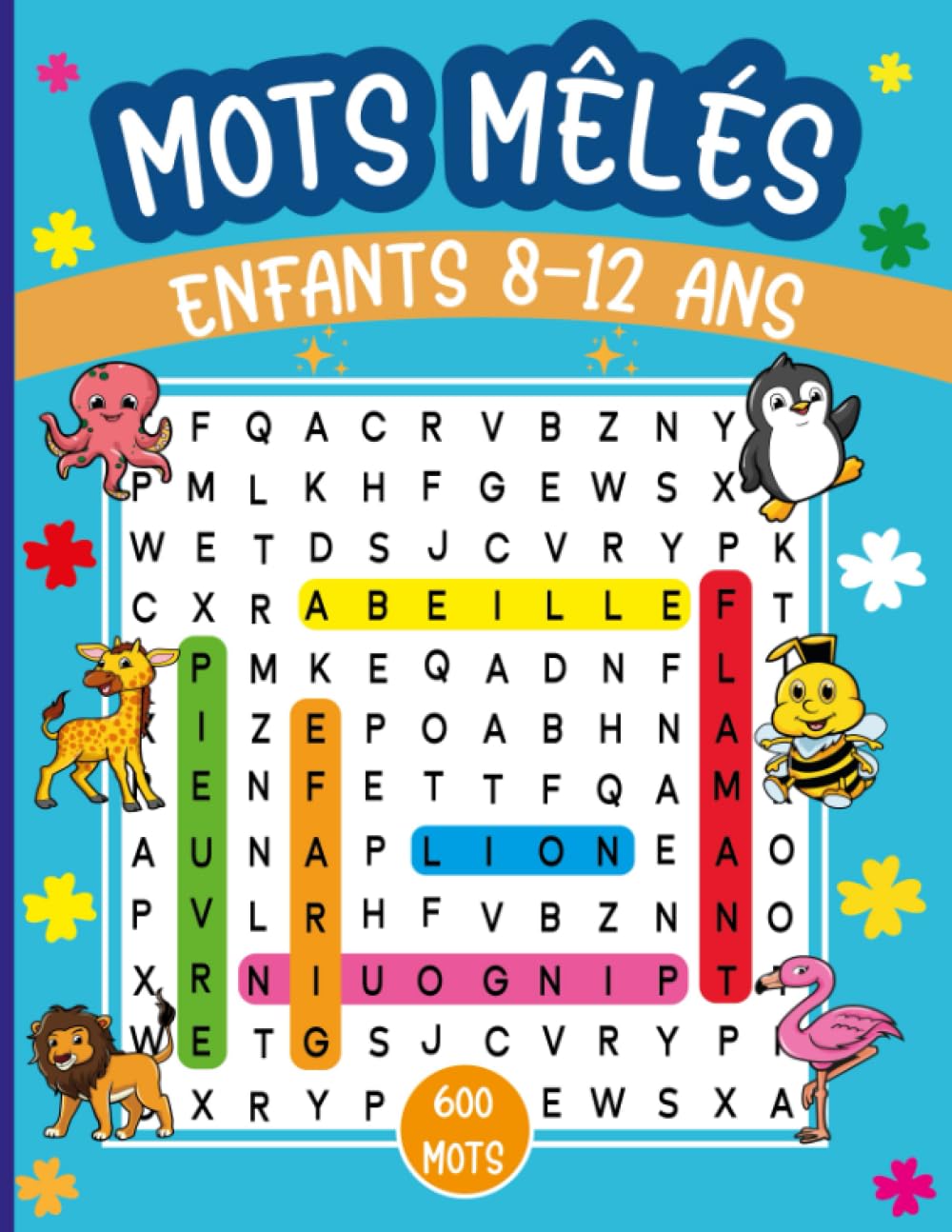 Mots Mêlés Enfants 8-12 ans: 50 Grilles Thématiques en Gros Caractères avec Solutions. Leisure & Fun