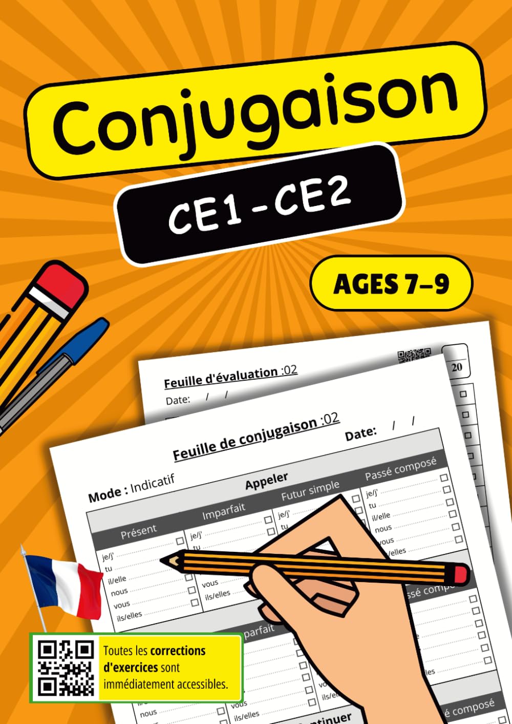 Conjugaison CE1-CE2: Cahier d'Exercices Complet pour Maîtriser les Verbes Français - Entraînement Adapté aux Niveaux CE1 et CE2 book