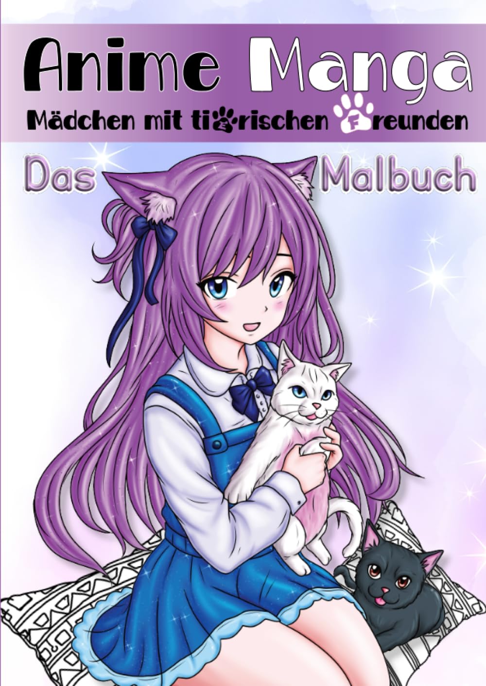 Anime Manga Malbuch-Mädchen mit tierischen Freunden: Mehr als 50 detaillierte Illustrationen zum Entspannen, ideales kreatives Geschenk für Anime-Manga-Liebhaber jeden Alters. Manga