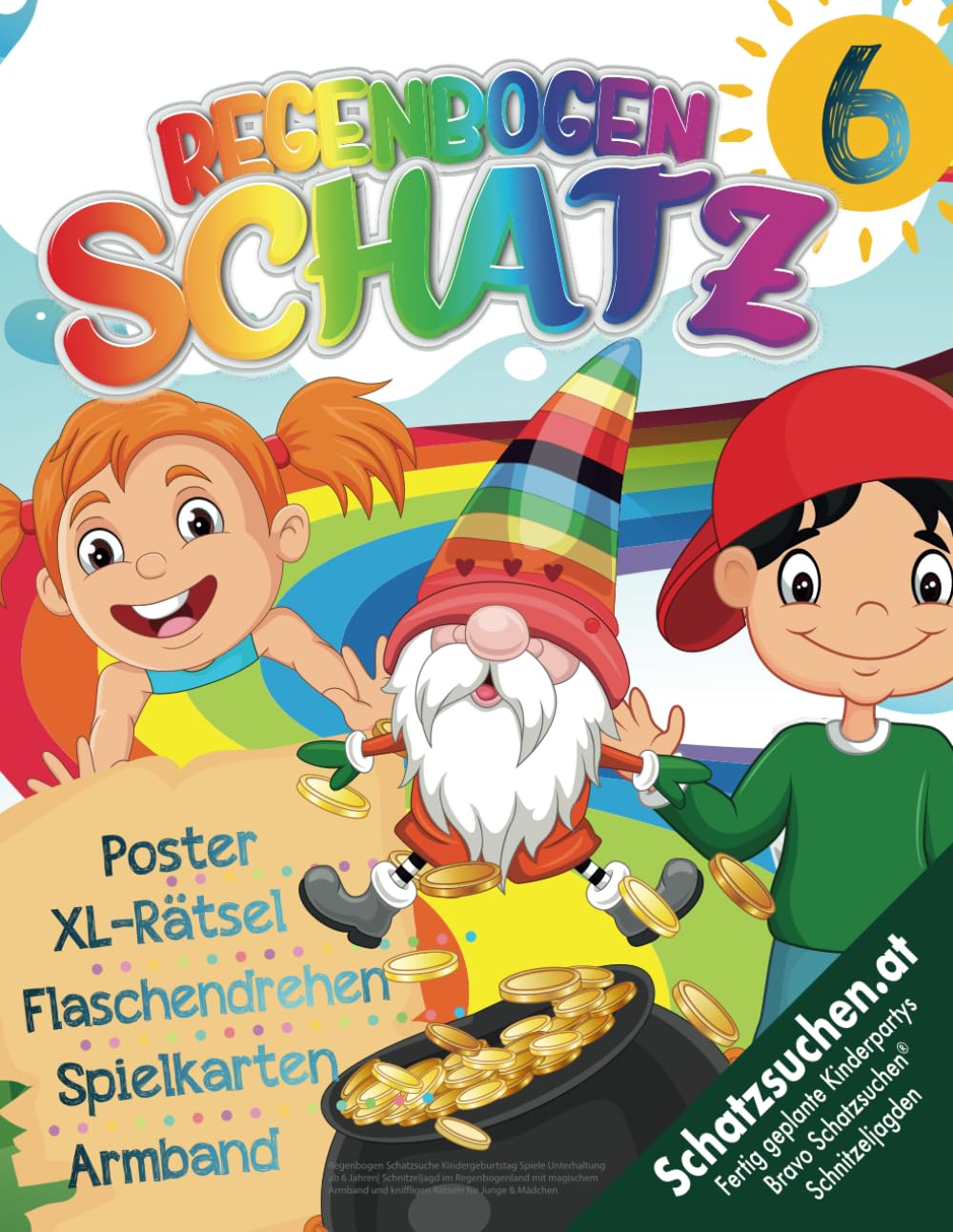 Regenbogen Schatzsuche Kindergeburtstag Spiele Unterhaltung ab 6 Jahren: Schnitzeljagd im Regenbogenland mit magischem Armband und kniffligen Rätseln für Junge & Mädchen Tiptoi & Games