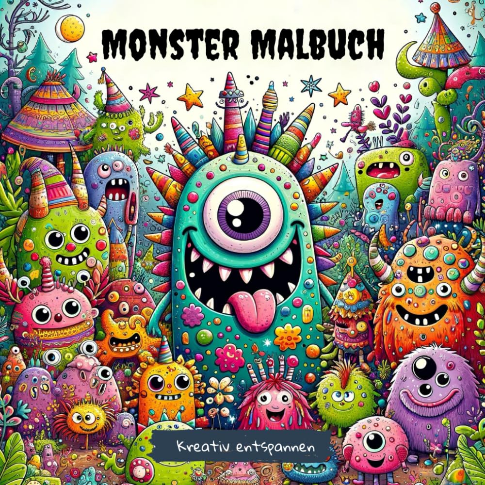 Malbuch Monster: Das Ausmalbuch für Erwachsene und Jugendliche mit süßen Monstern zur Förderung der Kreativität und Entspannung & Konzentration Manga