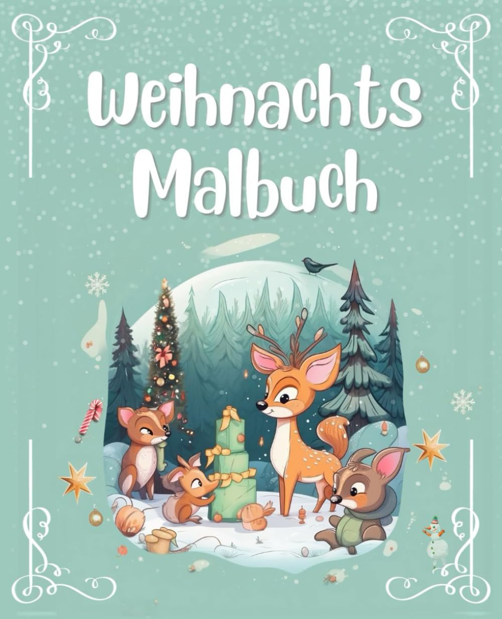 Malbuch Weihnachten für die ganze Familie mit schönen interaktiven Texten: Malen, Entdecken und Staunen mit süßen Tieren aus dem Weihnachtswald Parents & Children
