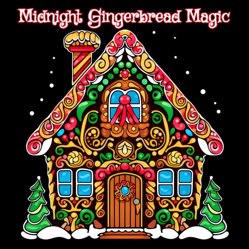 Midnight Gingerbread Magic: Coloring Book Black Background Edition for Adults Teens for Stress Relief, Relaxation and Holiday Fun (Dark Delights: Gingerbread House Coloring Adventure) Hobbies & Crafts