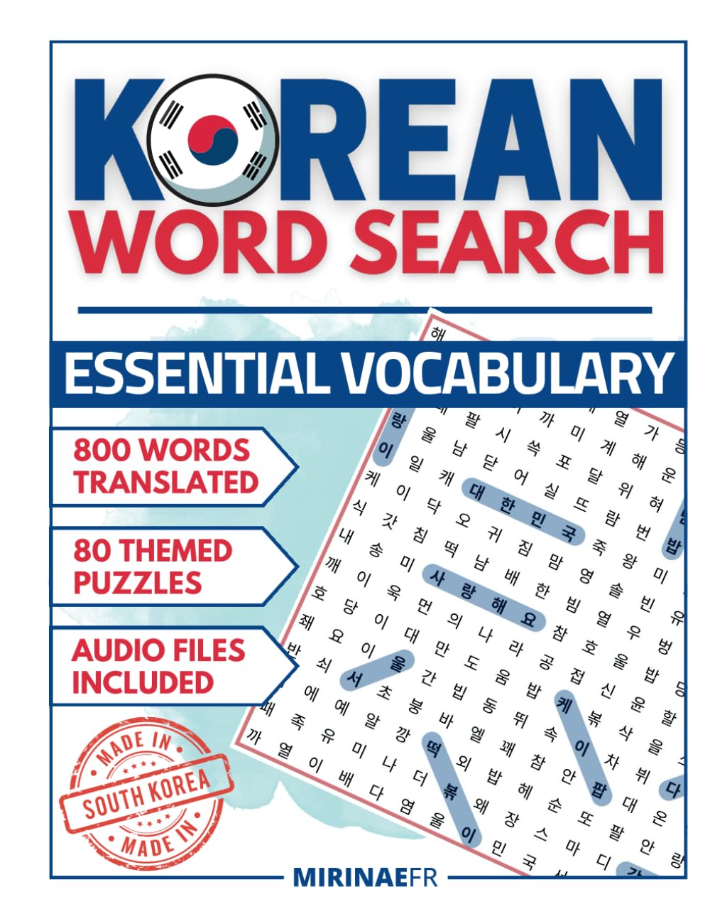 Word Search in Korean: Beginner level - 800 words - 80 themed puzzles - Audio resources available and Solutions included Foreign Languages ​​& Dictionaries