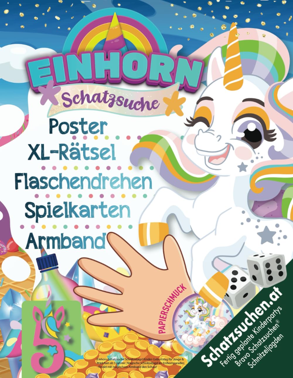Einhorn Schatzsuche Kindergeburtstag Spiele Unterhaltung ab 5 Jahren: Magische Schnitzeljagd im Einhornparadies - Findet mit magischem Armband den Schatz! (Bravo Schatzsuche) Non-fiction