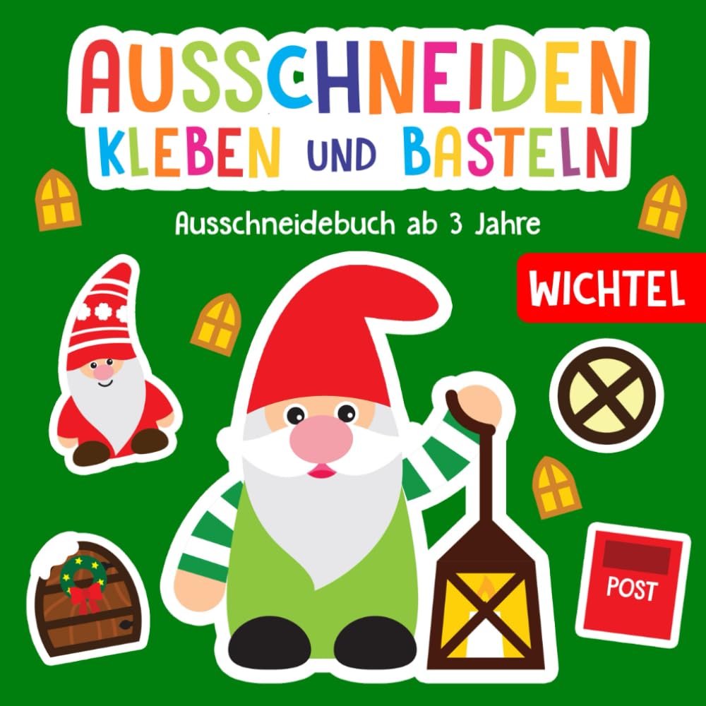 Ausschneidebuch ab 3 Jahre: Wichtel - Schneiden, Kleben und Basteln! - Mit dem Scherenführerschein - Das Bastelbuch ab 3 Jahre für Kinder Hobbies & Crafts