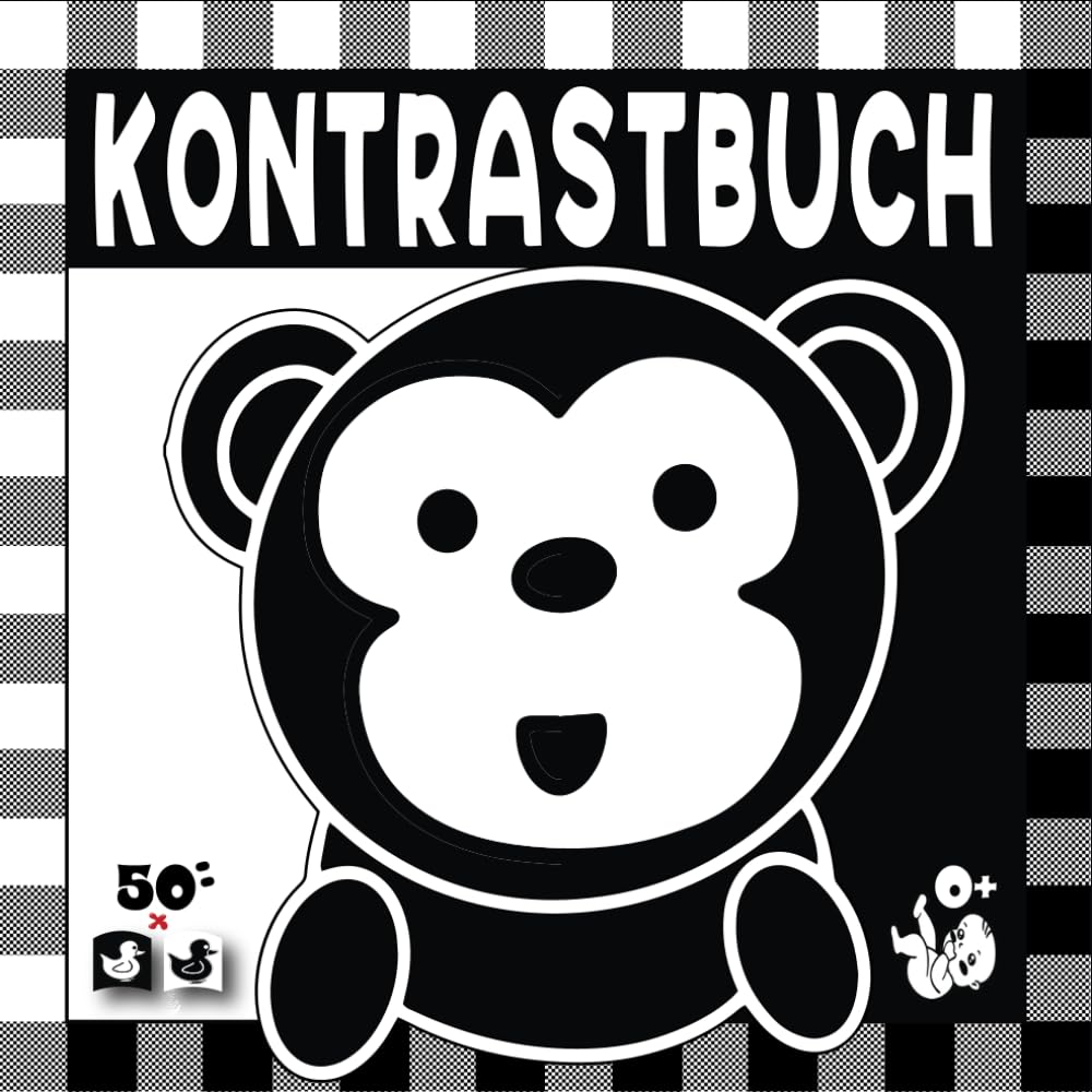 Kontrastbuch Baby: Montessori Schwarz Weiß Buch Baby Erstausstattung Neugeborene | Babybuch ab 0 Monate mit 50 Gegensätze Seiten Tierbabys Non-fiction