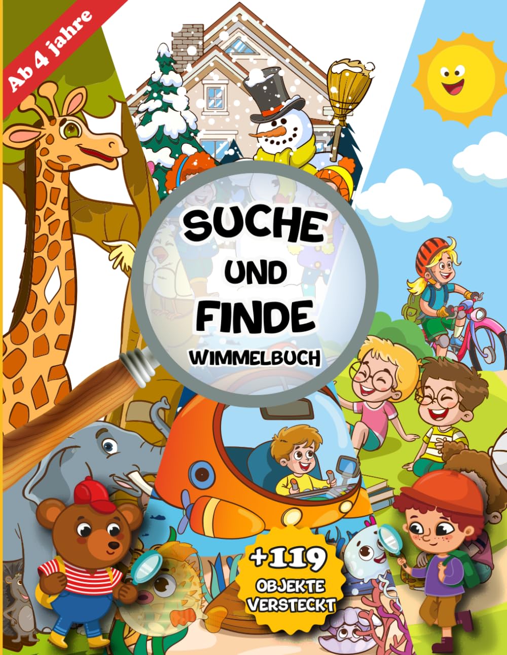 Suche und Finde Wimmelbuch ab 4 jahre: Suchbilder Spiele und unterhaltsame Aktivitäten zu verschiedenen Themen, Bauernhof Tiere, Zoo, Weltraum, und meer für Mädchen und Jungen Tiptoi & Games
