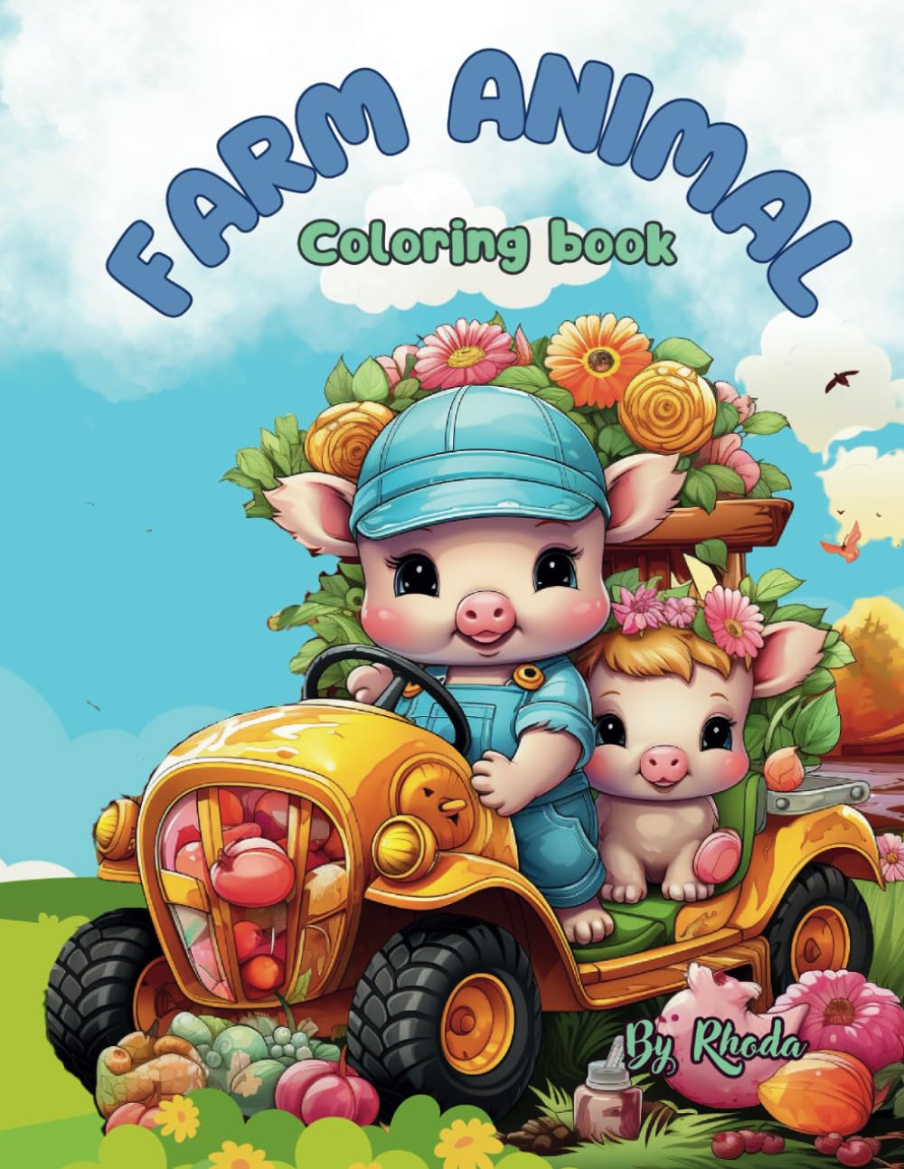 Farm Animals Coloring Book: For Kids age 3-8, cute designs, 8.5 x 11 Inch ,cute happy farm animals coloring book Novels & Short Stories