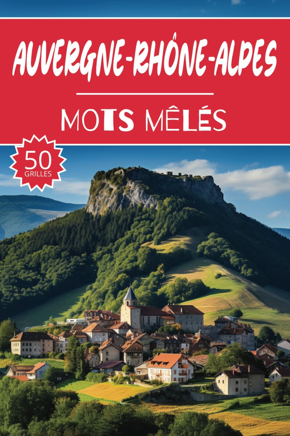 Mots mêlés Auvergne-Rhône-Alpes: 50 Grilles régions de France, cahier d'activités pour apprendre le vocabulaire pour adultes enfants adolescents séniors mamie book