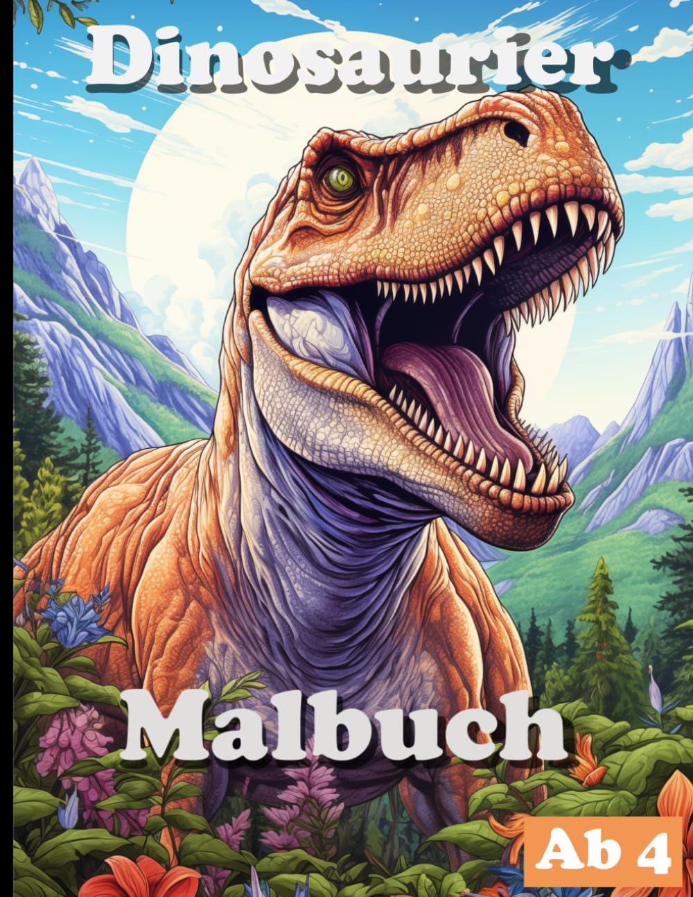 Dinosaurier Malbuch: Malbuch mit realistischen Dinosauriern in natürlicher Umgebung Non-fiction