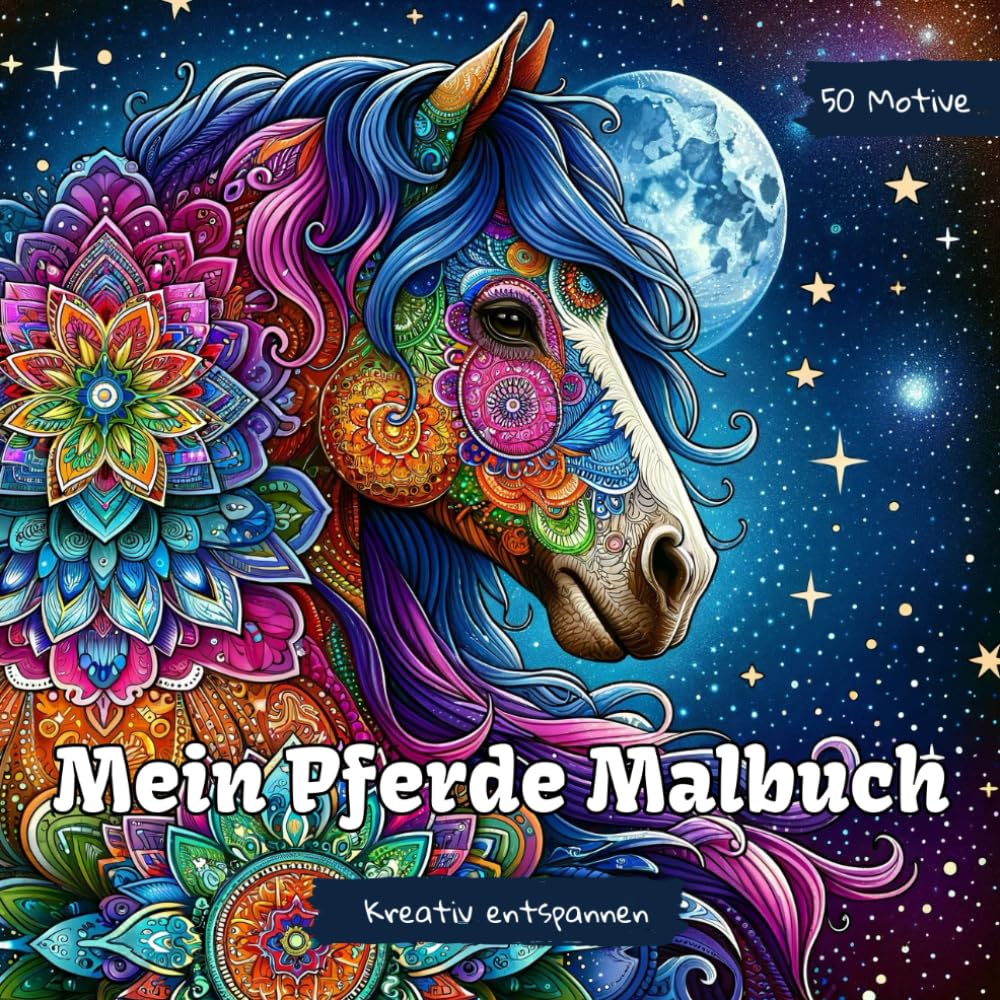 Mein Pferde Malbuch: Mandala Malbuch für Mädchen ab 10 Jahren und Erwachsene mit 50 Tier-Motiven. Malbuch zum Entspannen, Stressmanagement und für Achtsamkeit Hobbies & Crafts