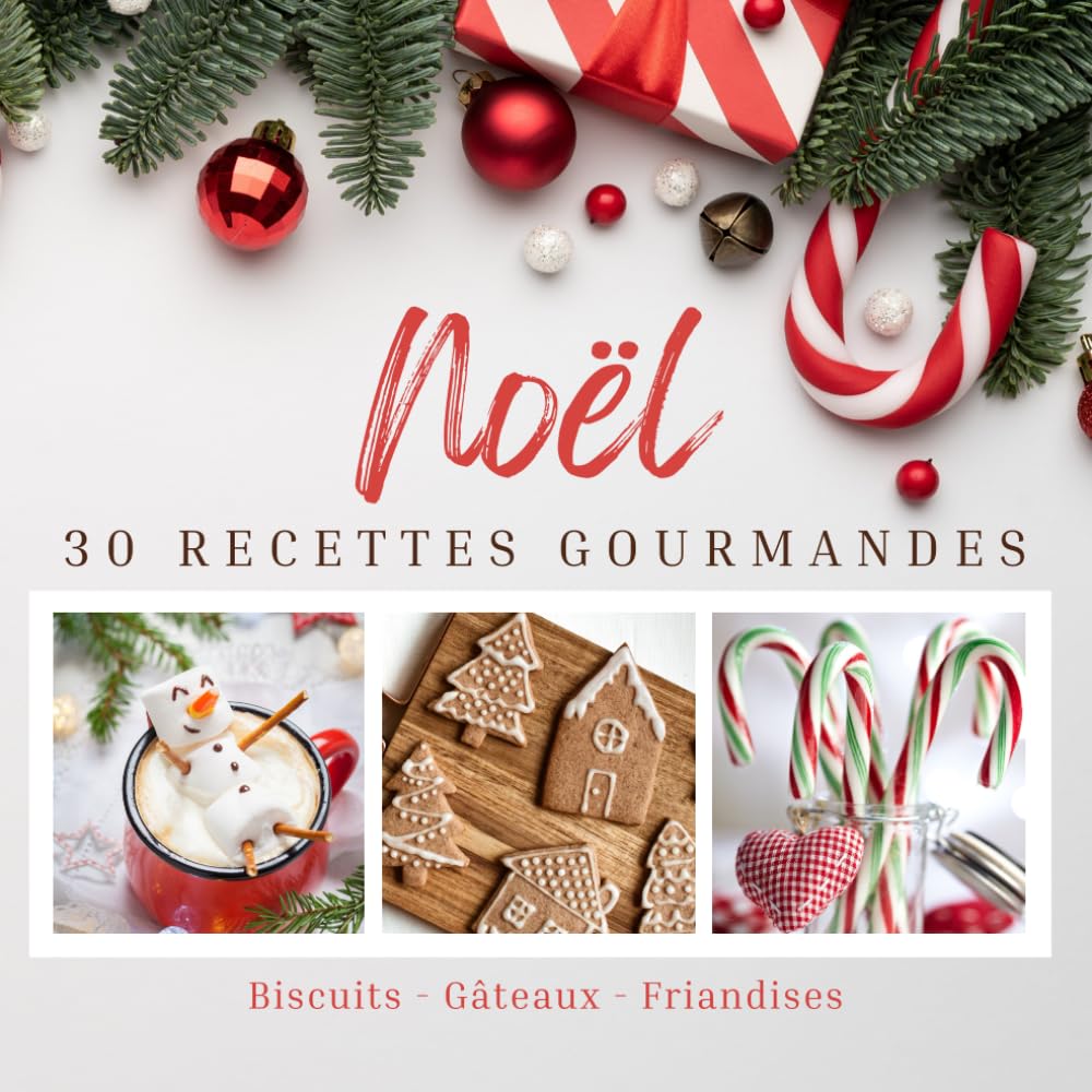 Noël : 30 recettes gourmandes "Biscuits, Gâteaux, friandises": Livre de cuisine de Noël : 30 fiches de recettes de Noël + Bonus de 20 fiches recettes vierges à compléter book