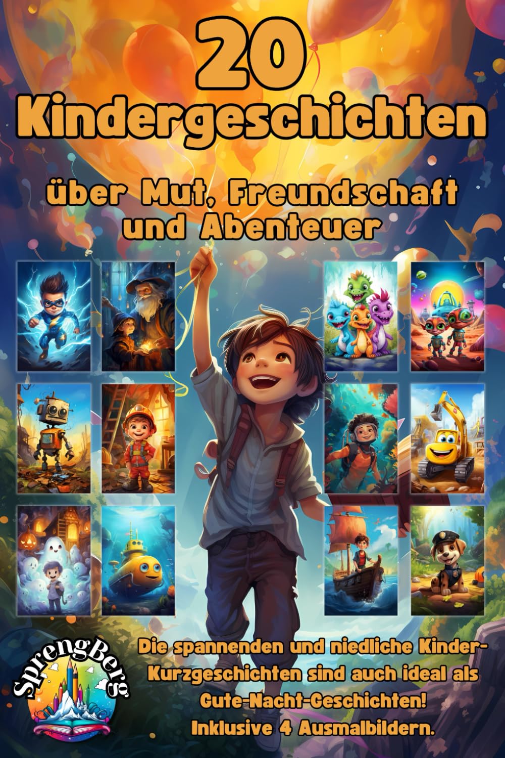 Kindergeschichten über Mut, Freundschaft und Abenteuer: 20 spannende, aufregende und niedliche Erzählungen für Jungs und Mädchen. Auch perfekt als ... Inklusive 4 Ausmalmotiven zum Ausmalen. book