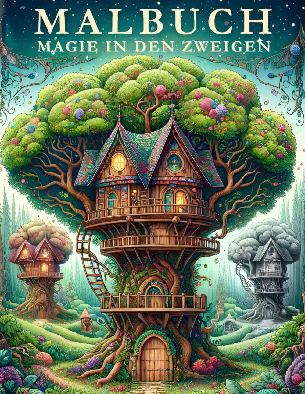 Magie in den Zweigen: Ein Ausmalbuch für Erwachsene, das Sie auf einer verzauberten Reise durch Baumhäuser und märchenhafte Welten begleitet und Ihren Stress lindert, verborgen zwischen den Blättern Hobbies & Crafts