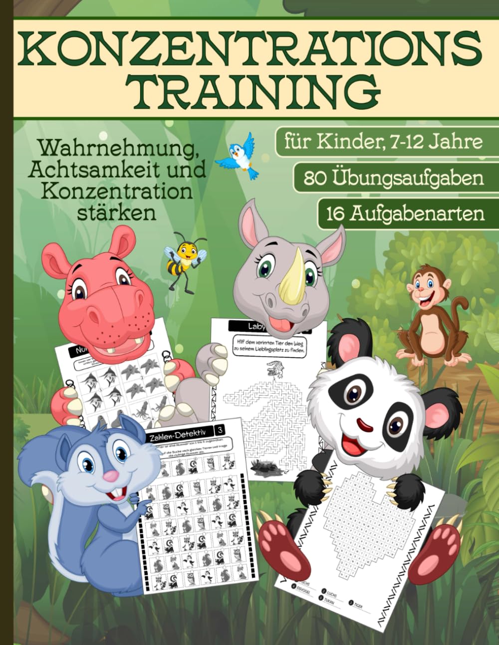 KONZENTRATIONSTRAINING für Kinder, 7 - 12 Jahre, Wahrnehmung, Achtsamkeit stärken: 80 Übungsaufgaben, Aufmerksamkeit in der Schule verbessern Books