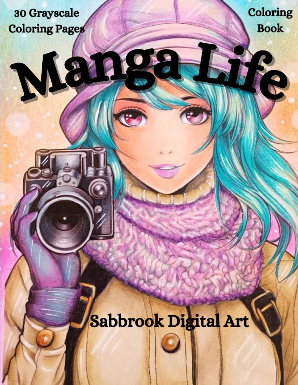 Manga Life: 30 Grayscale coloring pages Hobbies & Crafts