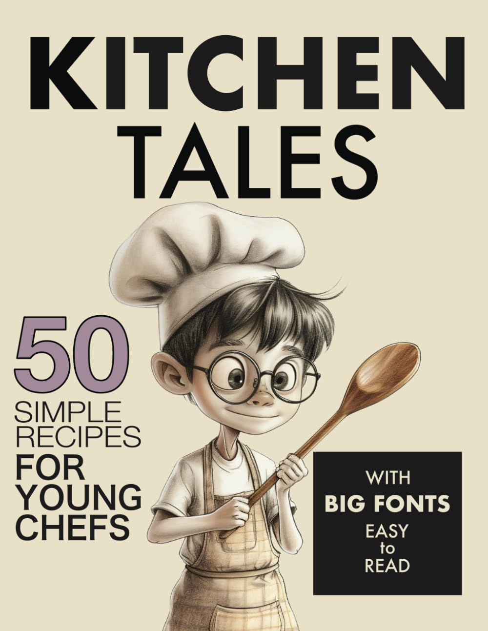 Kitchen Tales, 50 Simple Recipes for Young Chefs: Large Print Children Cookbook for Kids with Low Vision Tiptoi & Games