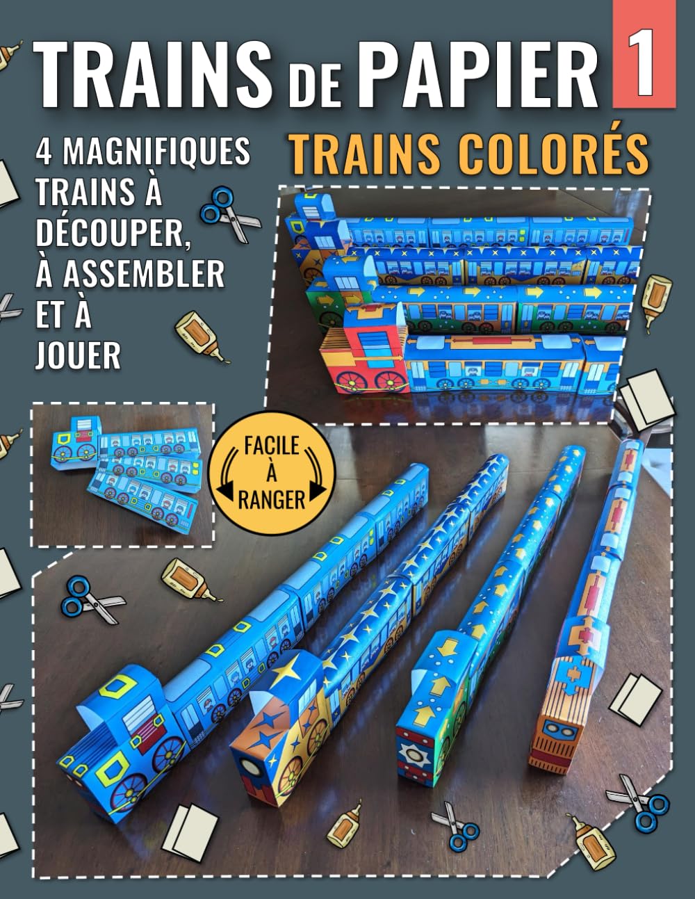 Trains de Papier 1 - Trains Colorés: 4 Magnifiques Trains à Découper, à Assembler et à Jouer book
