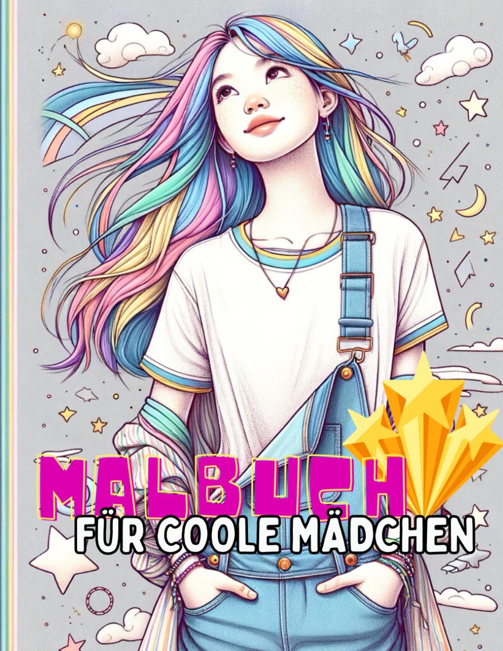 Malbuch Coole Mädchen ab 10 Jahren: Beschäftigungsbuch mit 50 Motiven (Portraits, Tiere, Muster) als Geschenk für Mädchen und Teenager Books