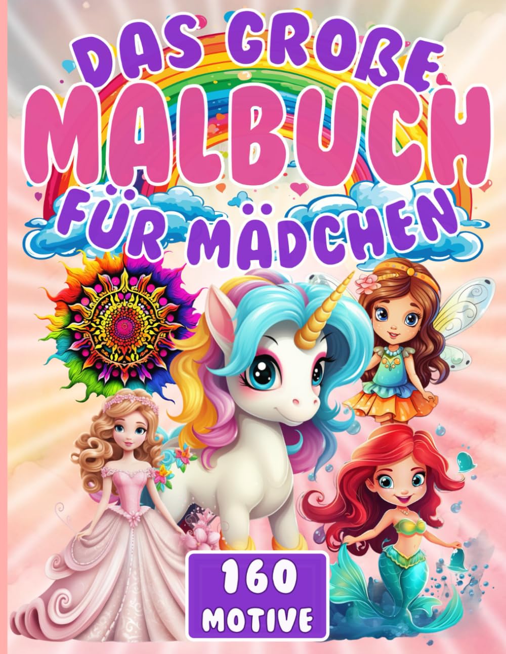 Das große Malbuch für Mädchen - Mädchen Ausmalbuch mit 160 Motiven – Mandala Malbuch für Kinder gemischt mit Einhörnern, Meerjungfrauen, ... - förderndes & großes DIN A4 Malbuch ab 4 Non-fiction