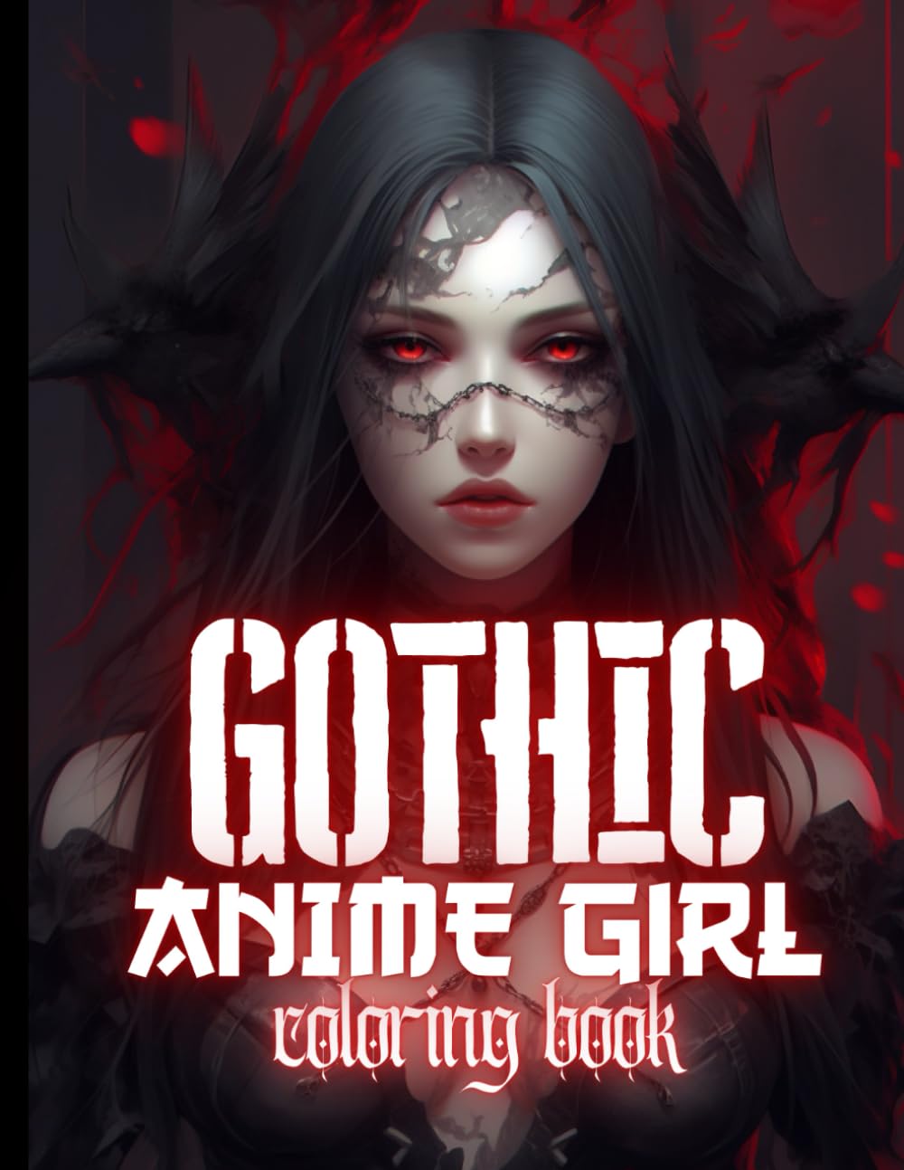 Anime girl coloring book of Gothic Japan girls Theme - 100 unique pages, Manga art Stress Relief Adult Coloring Manga