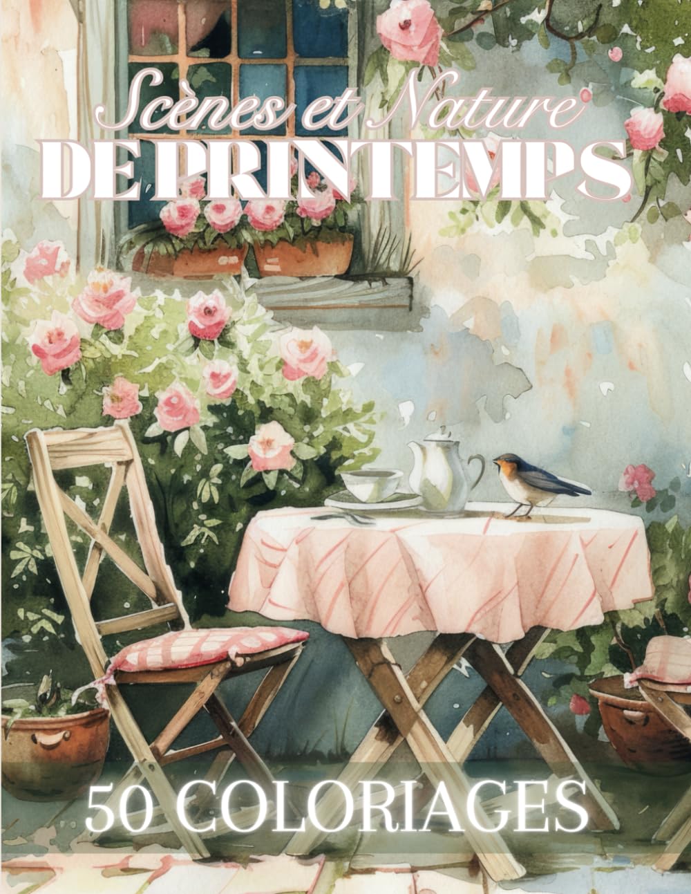 Scènes et Nature de Printemps: Livre de 50 Coloriages Pour Adultes de Jardins Fleuris, Intérieurs de Maisons, Paysages, Inspirés de la Saison ... Zen et Créatif | 102 Pages | Grand Format | book