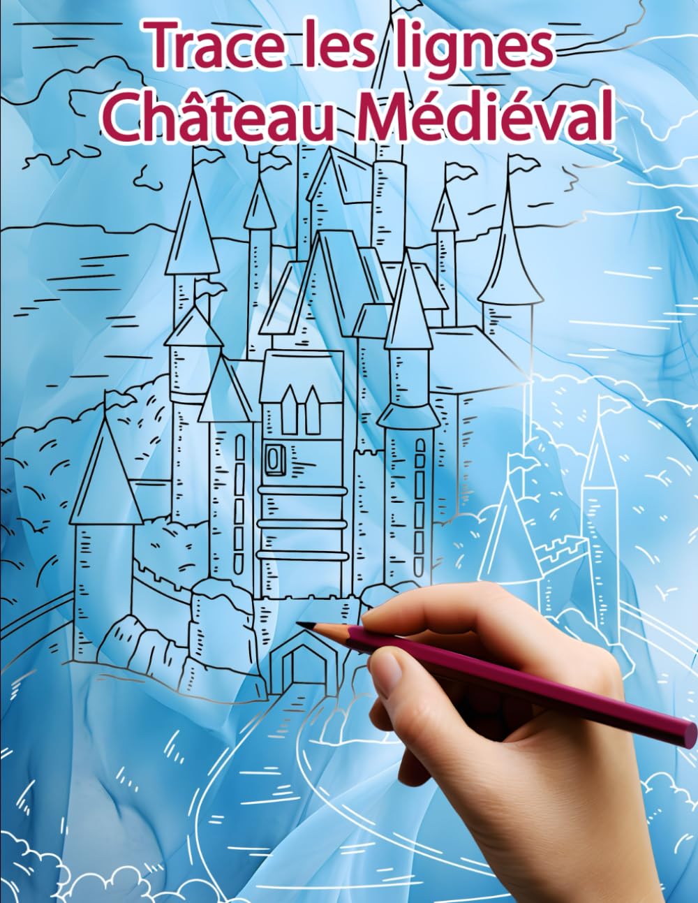 Trace les lignes : Château Médiéval: Coloriage inversé pour révéler les images book