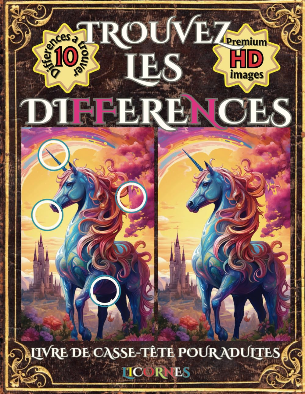 Trouvez les Différences Livre de casse-tête pour Adultes: Défis Visuels et Casse-têtes Captivants: Améliorez Votre Concentration en S'amusant sur le Theme des Licornes book