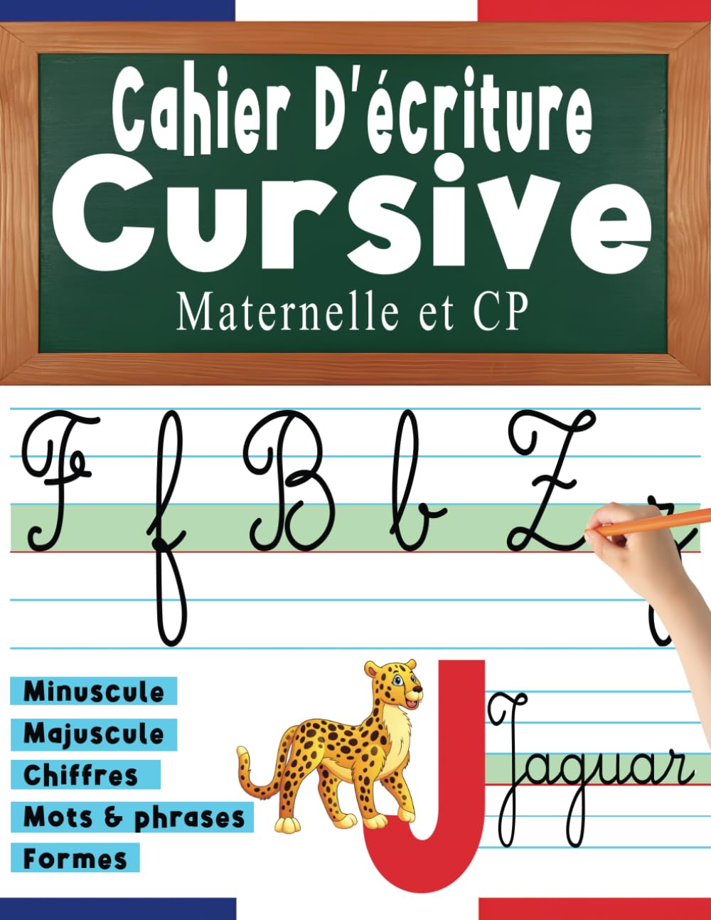 Cahier D’écriture Cursive Maternelle et CP: Cahier pour Apprendre à Écrire en Attaché - Tracer L'alphabet Majuscule & Minuscule - Chiffres & ... Seyès de 4 mm Adapté Aux Enfants DYS book