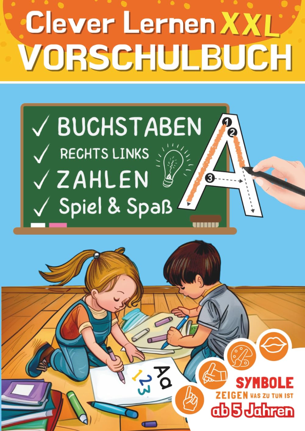Mein Vorschulbuch XXL: Spielend einfach | 8 in 1 | Alphabet, Schwungübungen, Zahlen 1-20, Formen, Rechts Links | Übungsheft mit 250 Seiten in A4 ab 5 ... | Junge und Mädchen - auch für Kindergarten Film, Art & Culture