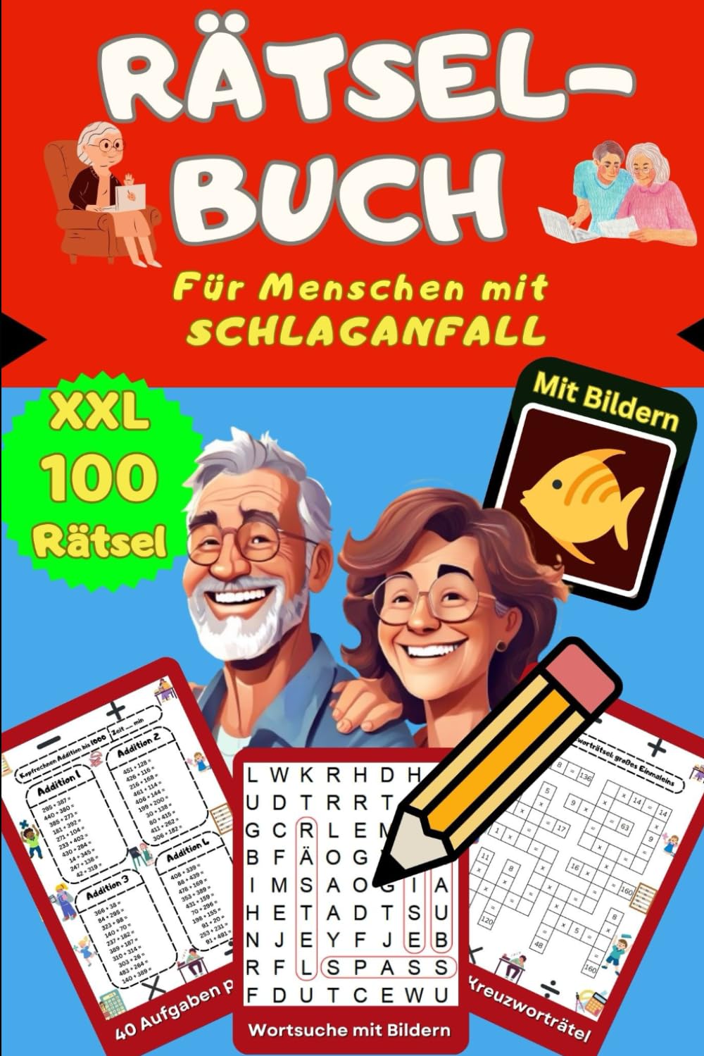 Schlaganfall Rätsel - Neustart Gehirntraining zum Üben der Feinmotorik und Schreiben lernen im Rätselbuch - Gedächtnistraining nach Schlaganfall – ... Beschäftigung zum Sprechen lernen bei Aphasie Leisure & Fun