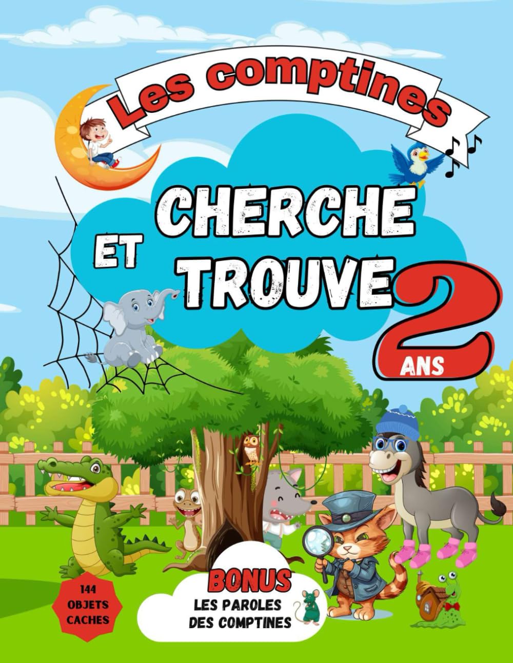 CHERCHE ET TROUVE Les comptines: Dès 2 ans, 144 animaux ou objets à trouver. En BONUS Les paroles des comptines pour chanter avec votre enfant. book