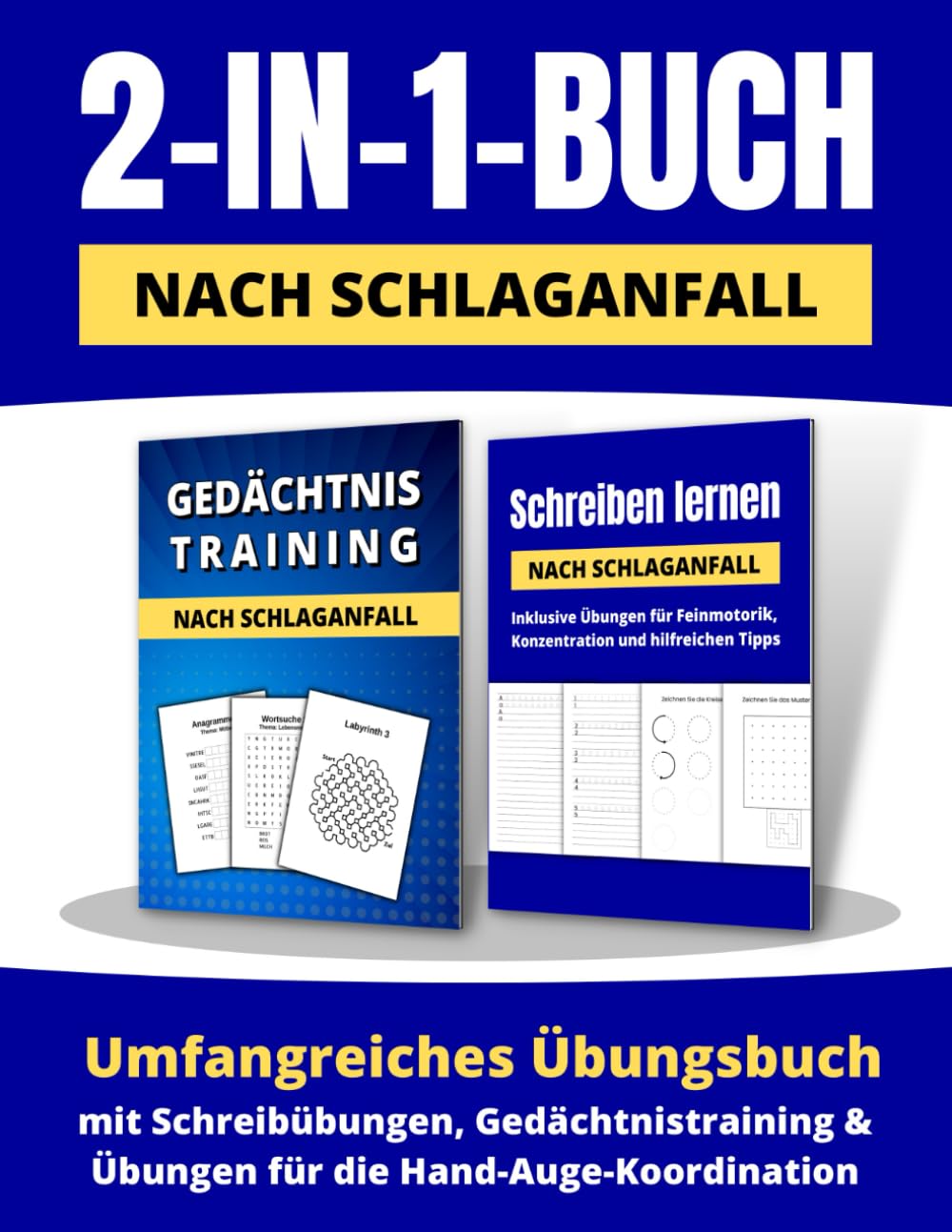 2-in-1-Buch nach Schlaganfall: Umfangreiches Übungsbuch mit Schreibübungen, Gedächtnistraining und Übungen für die Hand-Auge-Koordination Medicine